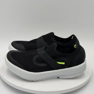 OOFOS OOmg Mesh Low Black Lime Accent Recovery Shoes Mens Size 8/41